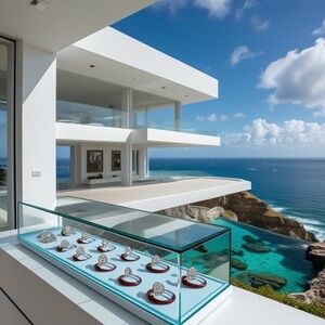 HANDCRAFTED digital art print Chic Silver Ring set interior decor space decor